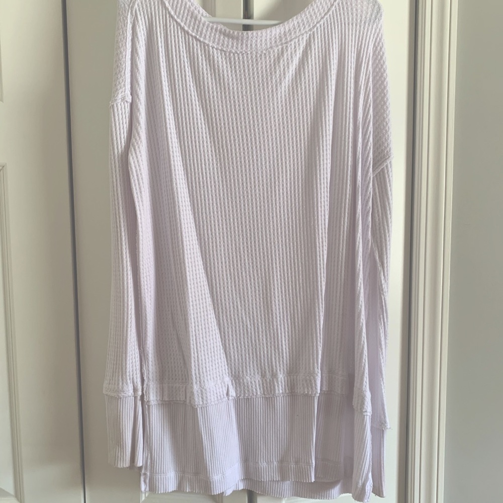 FREE PEOPLE white waffle shirt